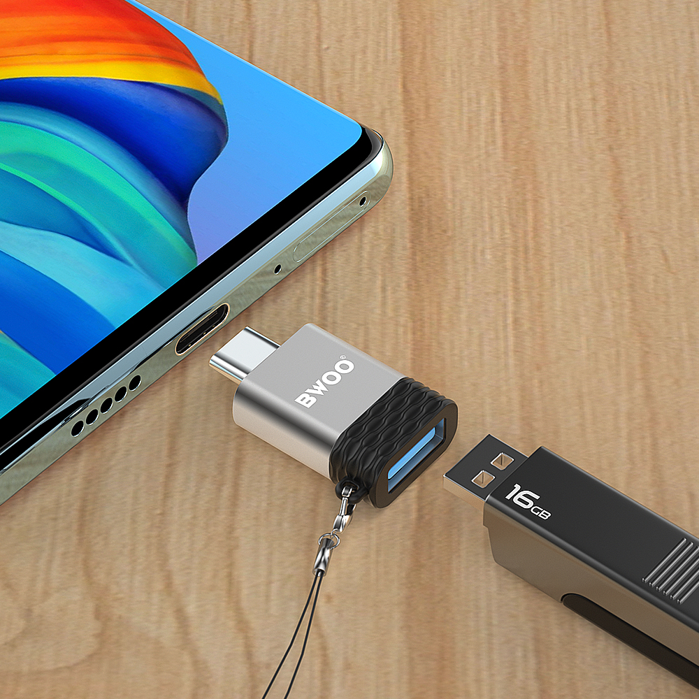 OTG USB-A - USB-C BWOO BZ-35 adapter, Szürke