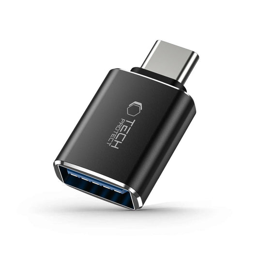 OTG USB-C - USB-A Tech-Protect Ultraboost adapter, Fekete