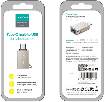 OTG USB-C to USB-A Adapter Joyroom S-H151, Silver