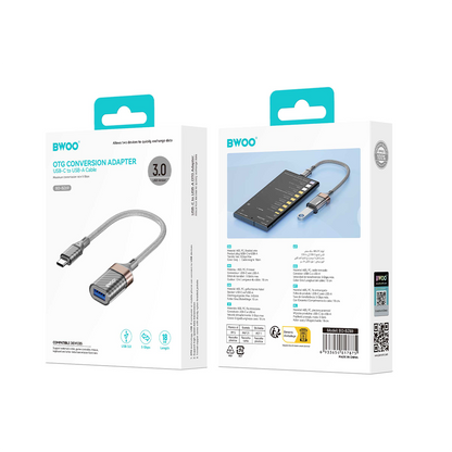 OTG USB-C - USB-A BWOO BZ69 adapter, Szürke