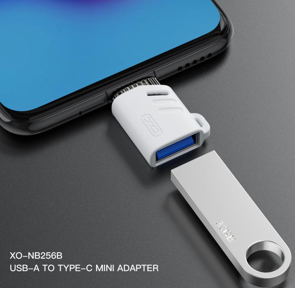 OTG USB-C - USB-A XO Design NB256B adapter, Fehér
