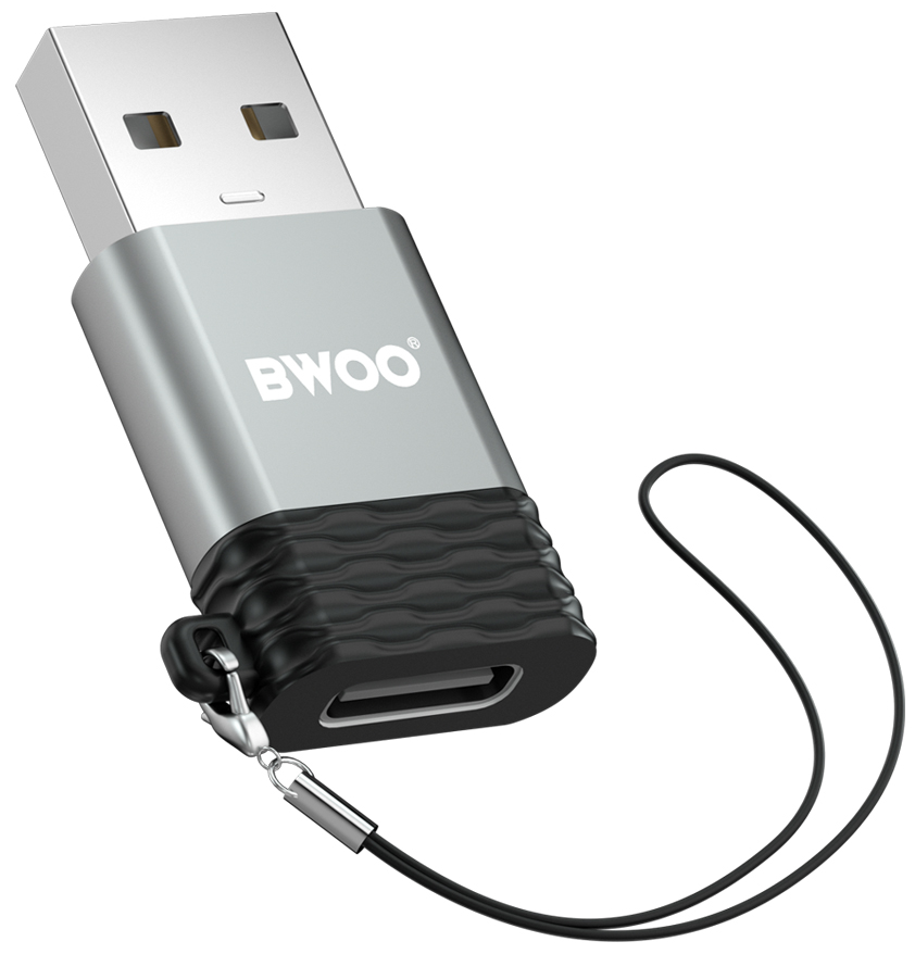 USB-C - USB-A Adat- és töltőadapter BWOO BZ-38, Szürke