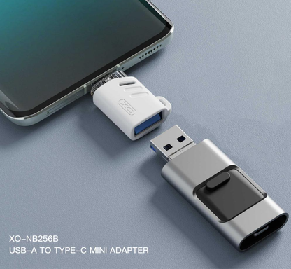 OTG USB-C - USB-A XO Design NB256B adapter, Fehér