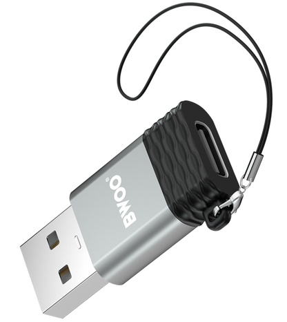 USB-C - USB-A Adat- és töltőadapter BWOO BZ-38, Szürke