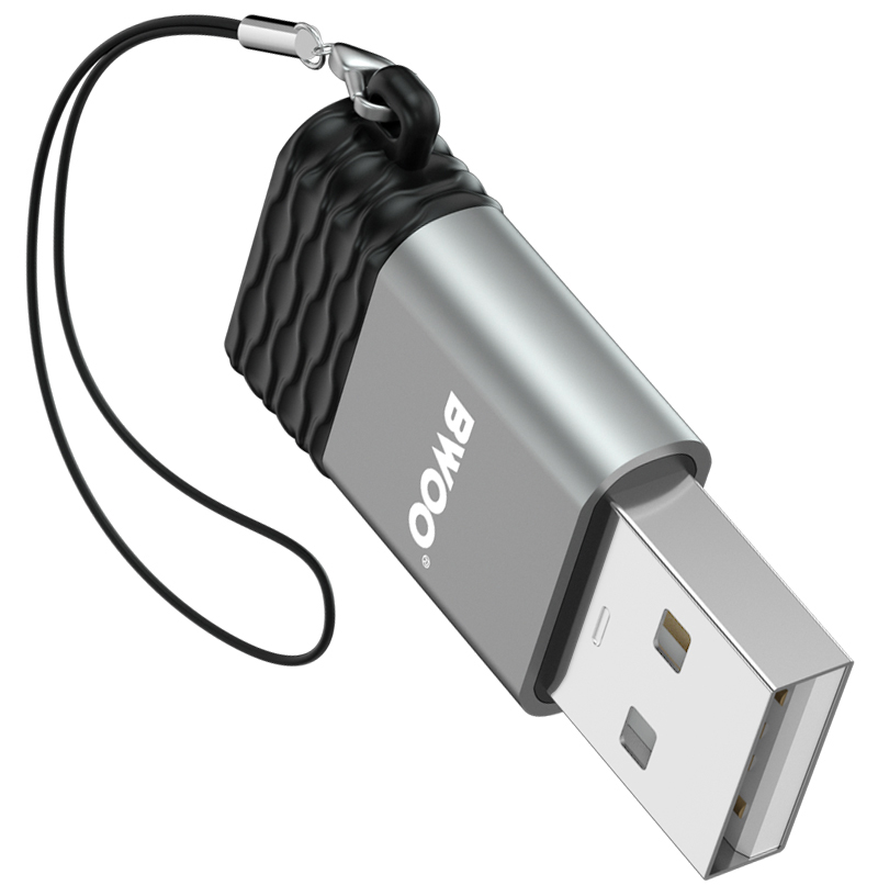 USB-C - USB-A Adat- és töltőadapter BWOO BZ-38, Szürke