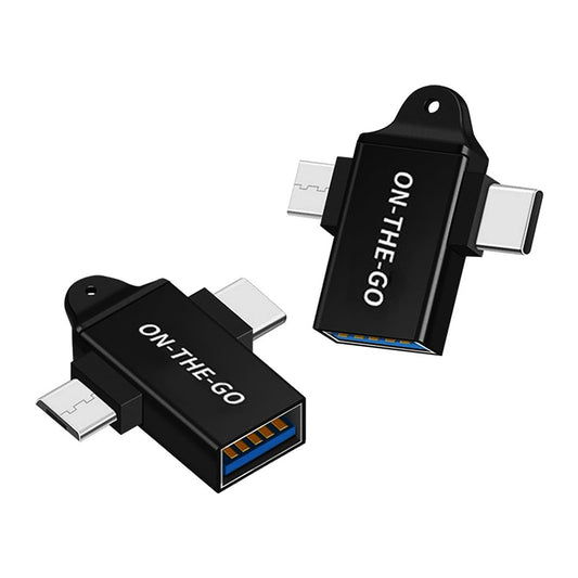 OTG microUSB / USB-C - USB-A Techsuit A15 AluCoreX adapter, Fekete