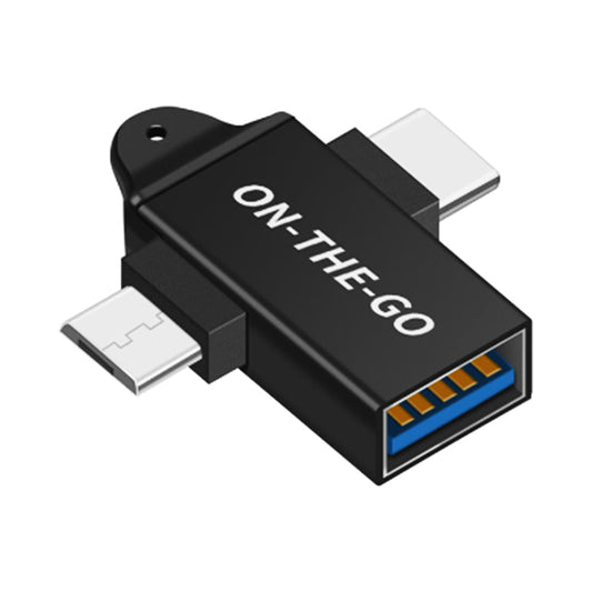OTG microUSB / USB-C - USB-A Techsuit A15 AluCoreX adapter, Fekete