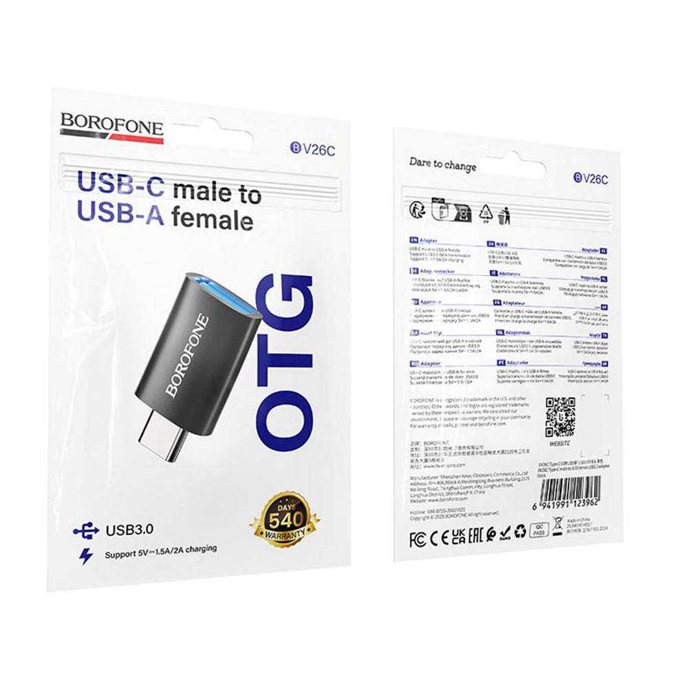OTG USB-C - USB-A adapter Borofone BV26C, Fekete