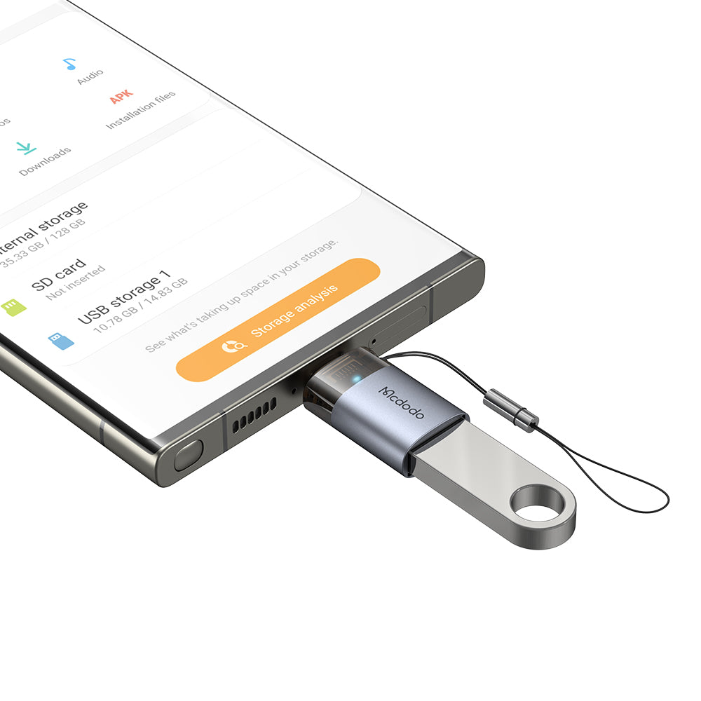 OTG USB-C - USB-A McDodo OT-7400 adapter, Fekete