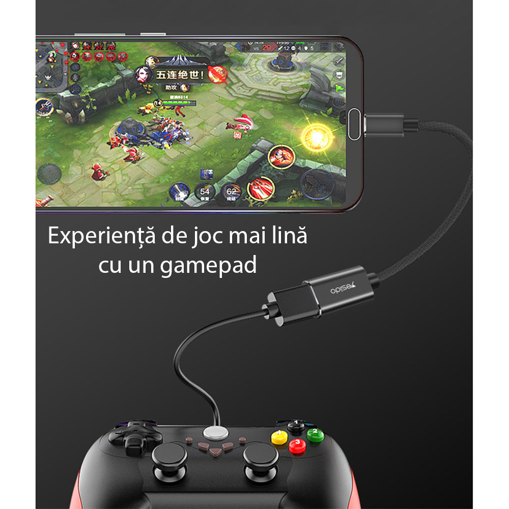 OTG USB-C - USB-A Yesido GS01 adapter, Fekete