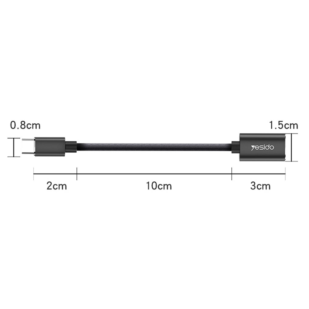 OTG USB-C - USB-A Yesido GS01 adapter, Fekete