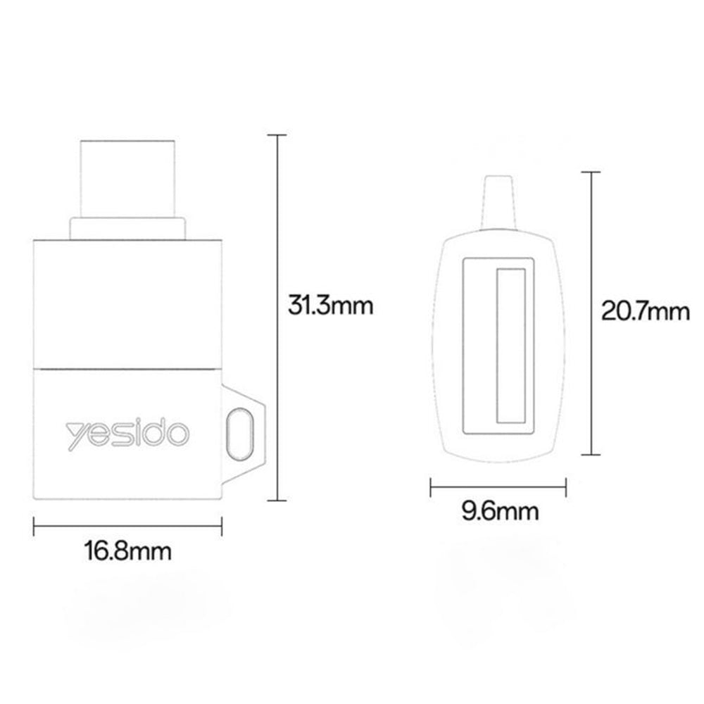 OTG USB-C to USB-A Yesido GS31 Adapter, Gray