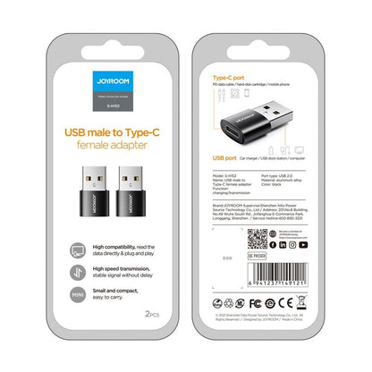 USB-C - USB-A Joyroom S-H152 adat- és töltőadapter, 2 darabos készlet, Fekete