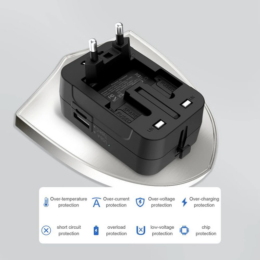Tech-Protect TA300 Travel EU / UK / US / AU hálózati adapter, Fekete