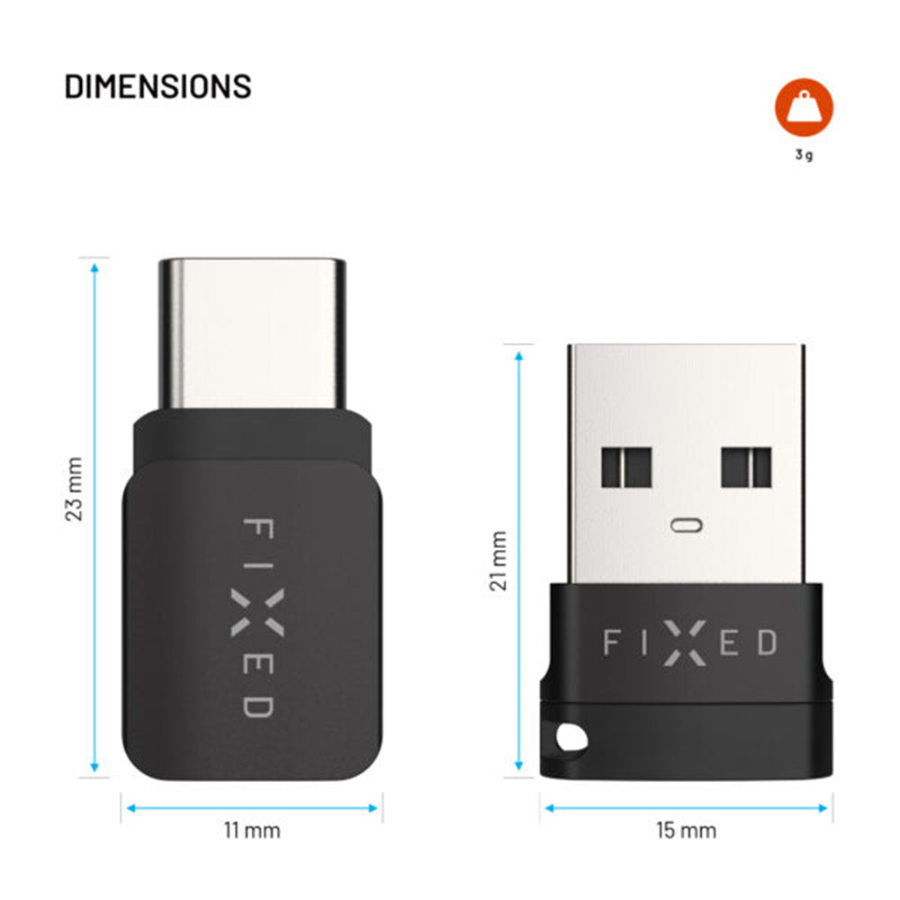 USB Adaptor Adatblokkolás Fix, USB-A / USB-C, 2 az 1-ben, Fekete