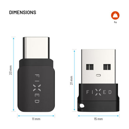 USB Adaptor Adatblokkolás Fix, USB-A / USB-C, 2 az 1-ben, Fekete