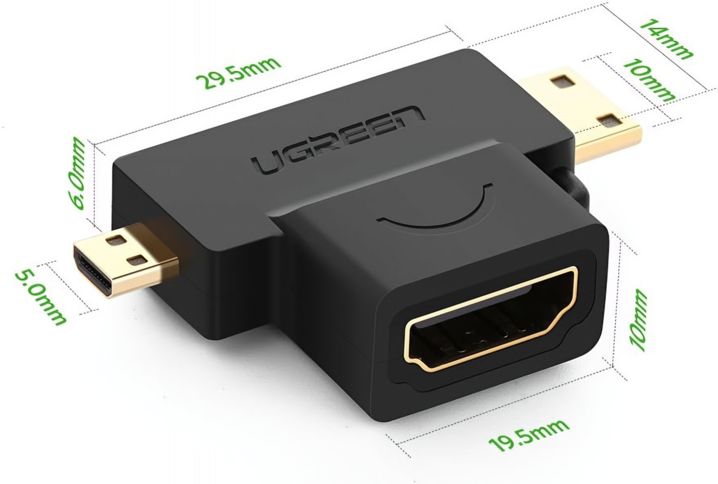 UGREEN HD129 videó adapter, miniHDMI / microHDMI - HDMI, 1080P, Fekete