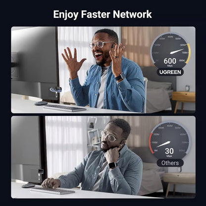 UGREEN CM762 (35264) vezeték nélküli adapter, Dual Band, Wi-Fi 6, 600Mbps, Fekete