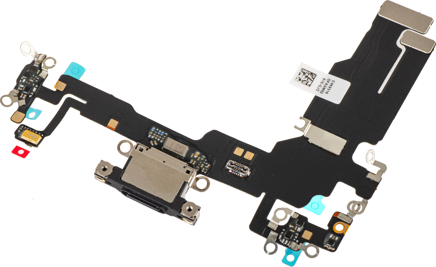 Töltőcsatlakozós szalagkábel - Mikrofon Apple iPhone 15, Fekete