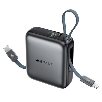 Külső akkumulátor Acefast M23, 10000mAh, 22.5W, QC + PD, 1 x Lightning - 2 x USB-C, Szürke