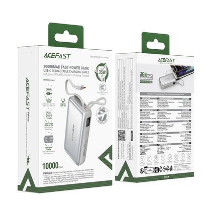 Acefast M32 External Battery, 10000mAh, 35W, PD, 2 x USB-C, Silver