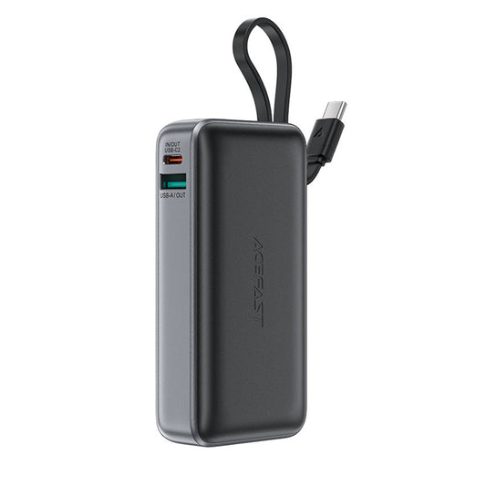 Acefast M7 külső akkumulátor, 10000mAh, 30W, QC + PD, 1 x USB-A - 2 x USB-C, fekete