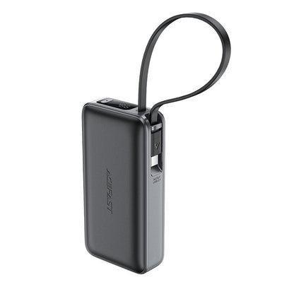 Acefast M7 külső akkumulátor, 10000mAh, 30W, QC + PD, 1 x USB-A - 2 x USB-C, fekete