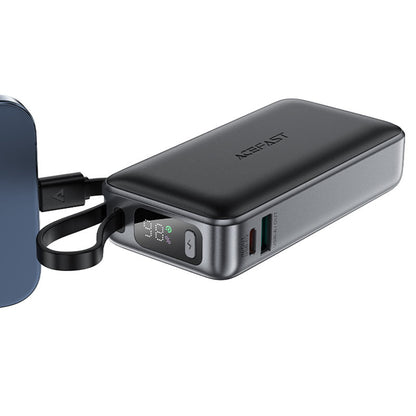 Acefast M7 külső akkumulátor, 10000mAh, 30W, QC + PD, 1 x USB-A - 2 x USB-C, fekete