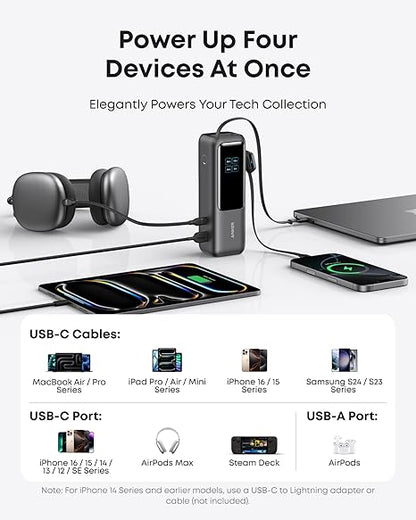 Anker External Battery, 25000mAh, 165W, QC + PD, 1 x USB-A - 3 x USB-C, Gray A1695H11