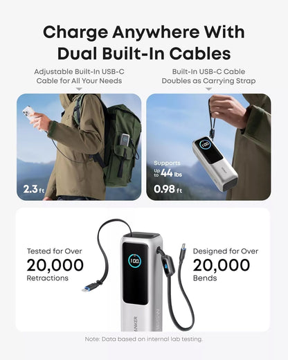 Anker külső akkumulátor, 25000mAh, 165W, QC + PD, 1 x USB-A - 3 x USB-C, ezüst, újrapecsételt A1695H41