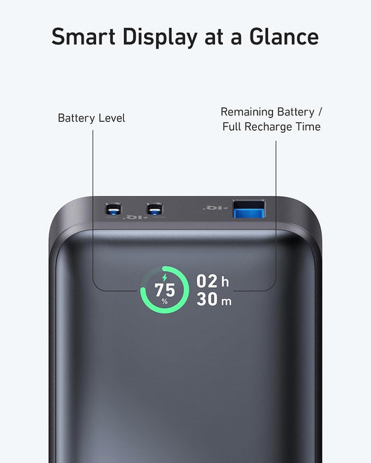 Anker 533 külső akkumulátor, 10000mAh, 30W, QC + PD, 1 x USB-A - 2 x USB-C, fekete A1256G12