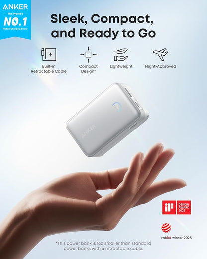 Anker Nano külső akkumulátor, 10000mAh, 45W, QC + PD, 1 x USB-A - 1 x USB-C, Fehér A1638H21