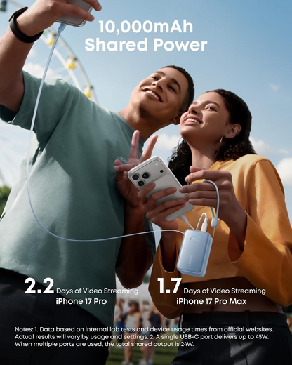 Anker Nano külső akkumulátor, 10000mAh, 45W, QC + PD, 1 x USB-A - 2 x USB-C, Kék