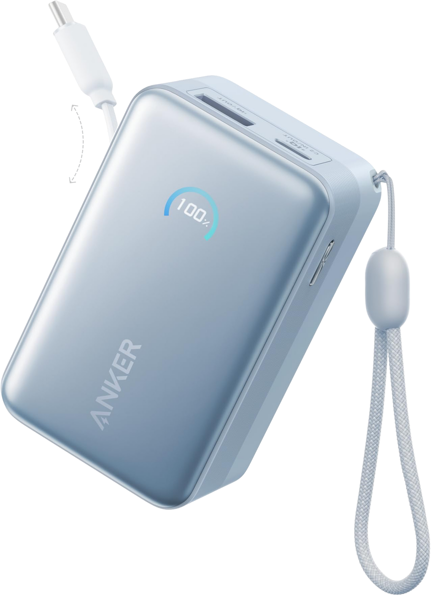 Anker Nano külső akkumulátor, 10000mAh, 45W, QC + PD, 1 x USB-A - 2 x USB-C, Kék