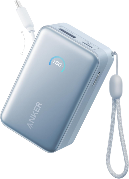 Anker Nano külső akkumulátor, 10000mAh, 45W, QC + PD, 1 x USB-A - 2 x USB-C, Kék