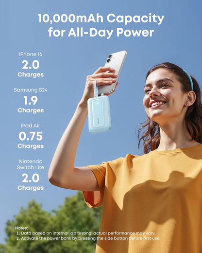 Anker Zolo külső akkumulátor, 10000mAh, 35W, QC + PD, 1 x USB-A - 2 x USB-C, Fekete A1680H12