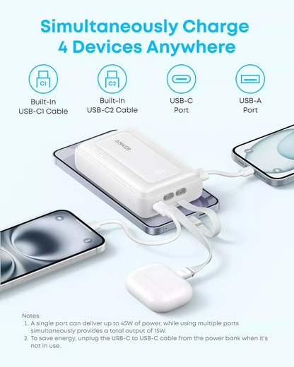 Anker Zolo külső akkumulátor, 20000mAh, 45W, QC + PD, 1 x USB-A - 3 x USB-C, Fekete A1681H12