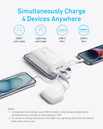 Anker Zolo Power Bank, 20000mAh, 30W, QC + PD, 1 x Lightning - 1 x USB-A - 2 x USB-C, Black A1681012