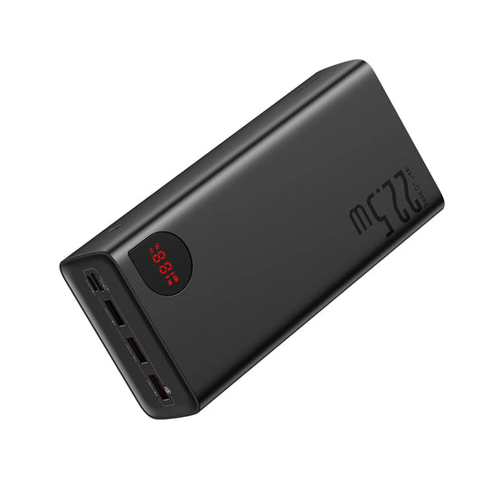 Baseus Adaman külső akkumulátor, 40000mAh, 22.5W, QC + PD, 1 x USB-C - 3 x USB-A, Fekete