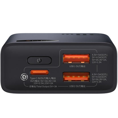 External Battery Baseus Adaman2, 10000mAh, 30W, QC + PD, 1 x USB-C - 2 x USB-A, Black PPAD040101