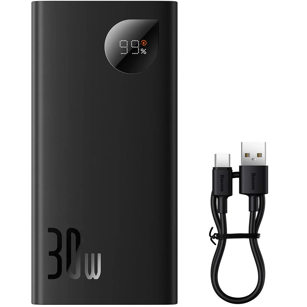 External Battery Baseus Adaman2, 10000mAh, 30W, QC + PD, 1 x USB-C - 2 x USB-A, Black PPAD040101