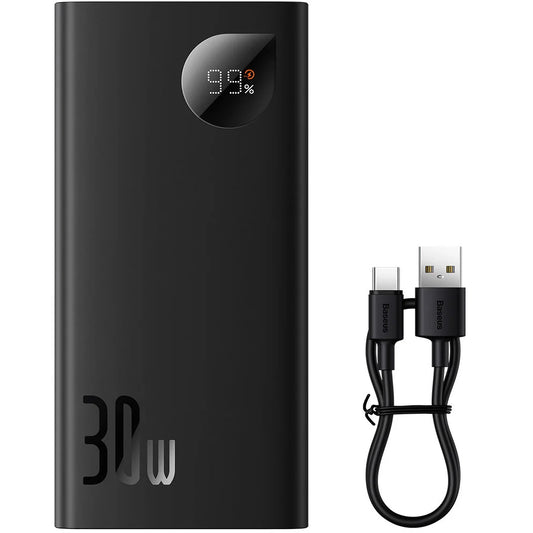 Külső akkumulátor Baseus Adaman2, 10000mAh, 30W, QC + PD, 1 x USB-C - 2 x USB-A, Fekete PPAD040101