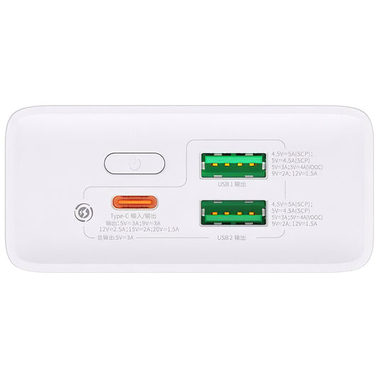 Baseus Adaman2 külső akkumulátor, 20000mAh, 30W, QC + PD, 1 x USB-C - 2 x USB-A, fehér PPAD080102
