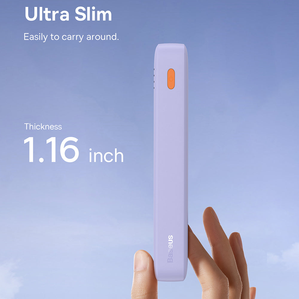 Baseus Airpow külső akkumulátor, 20000mAh, 20W, QC + PD, 1 x USB-A - 1 x USB-C, Lila P10022804513-00