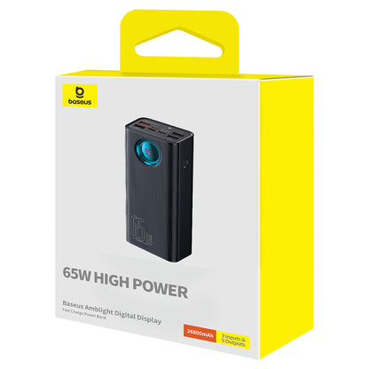 Külső akkumulátor Baseus Amblight Digitális Kijelző, 26800mAh, 65W, QC + PD, 1 x USB-C - 4 x USB-A, Fekete P10022402113-00