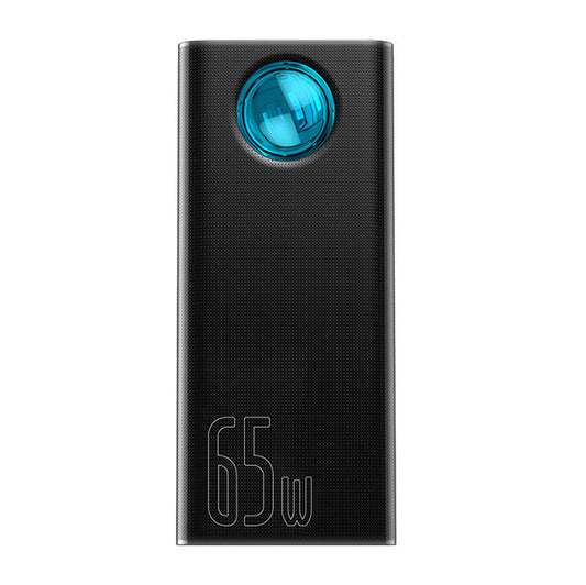 Baseus Amblight külső akkumulátor digitális kijelzővel, 30000mAh, 65W, QC + PD, 1 x USB-C - 4 x USB-A, fekete PPLG000101