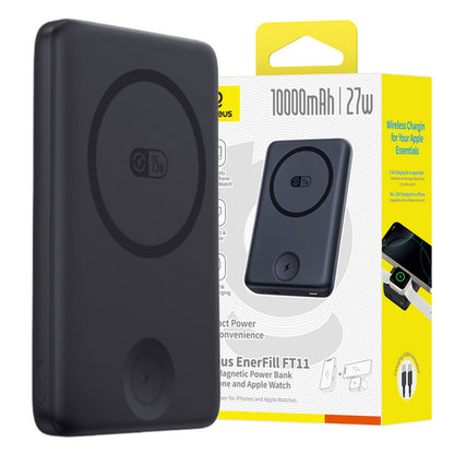 Baseus Bank EnerFill FT11 külső akkumulátor, 10000mAh, 27W, PD + QI + FQI, 2 x QI - 1 x USB-C, Fekete P1008210G123-00