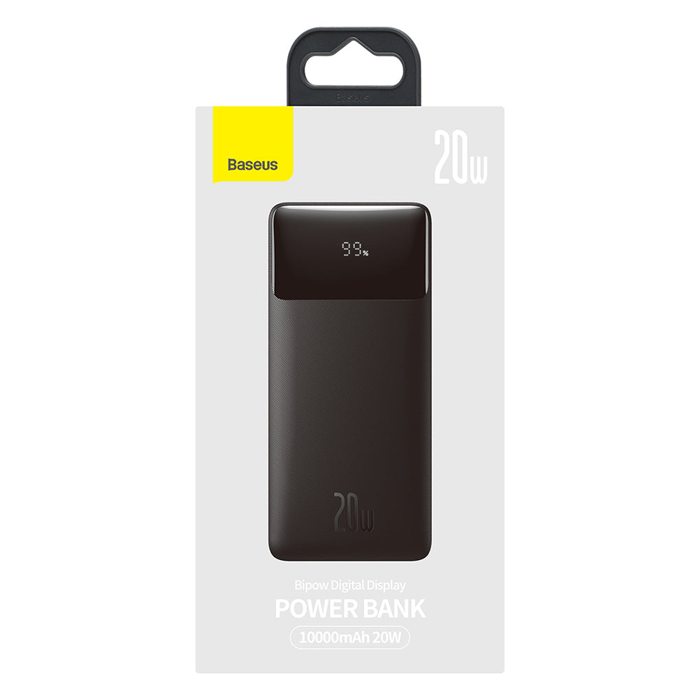 Baseus Bipow külső akkumulátor, 10000mAh, 20W, QC + PD, 1 x USB-C - 2 x USB-A, Fekete PPBD050301