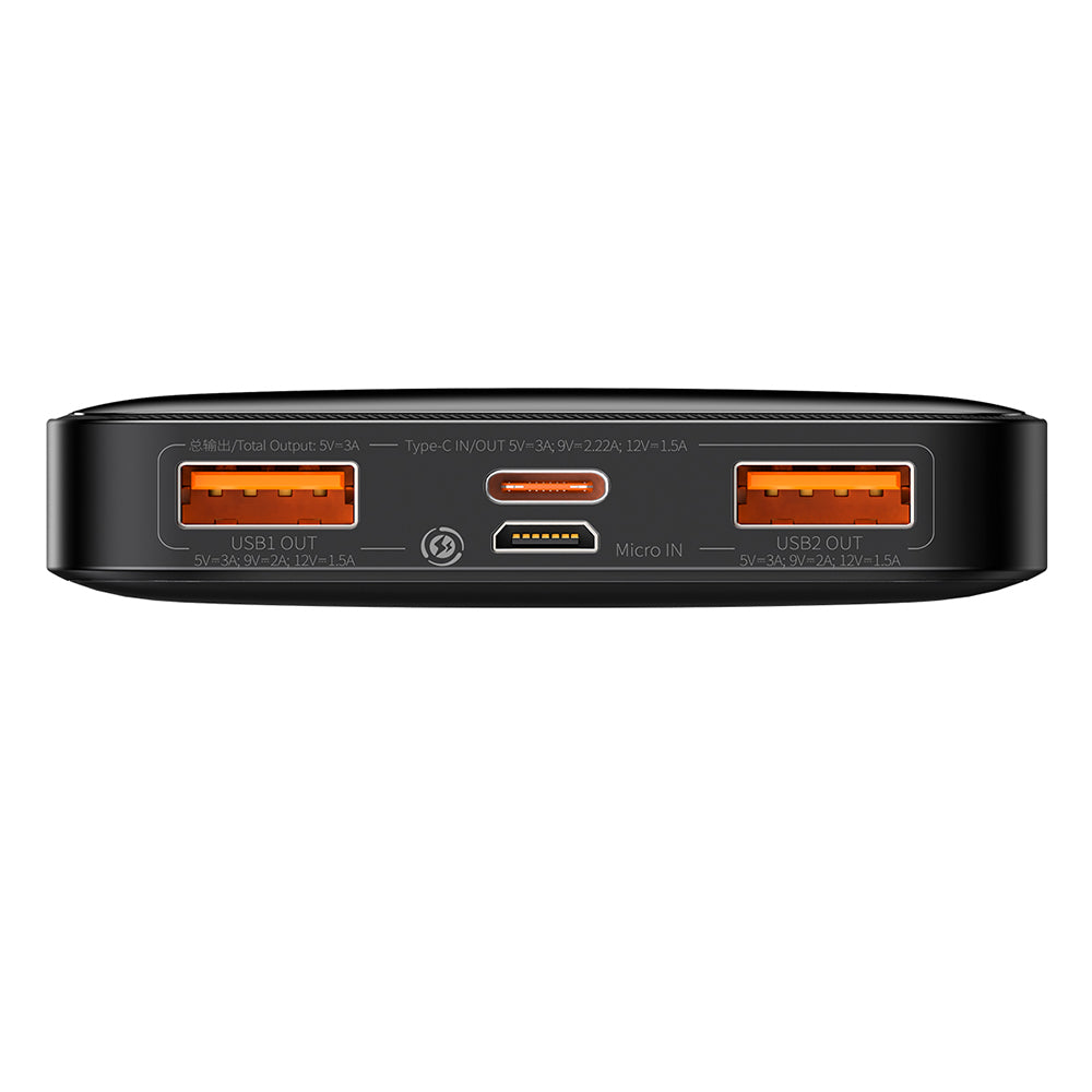 Baseus Bipow külső akkumulátor, 10000mAh, 20W, QC + PD, 1 x USB-C - 2 x USB-A, Fekete PPBD050301