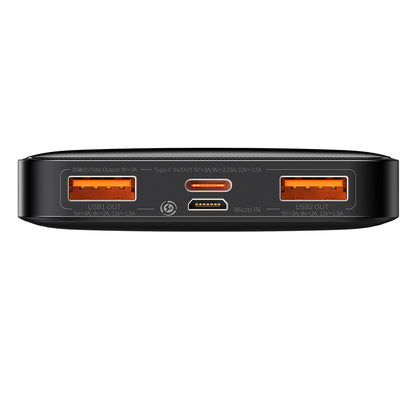 Baseus Bipow külső akkumulátor, 10000mAh, 20W, QC + PD, 1 x USB-C - 2 x USB-A, Fekete PPBD050301